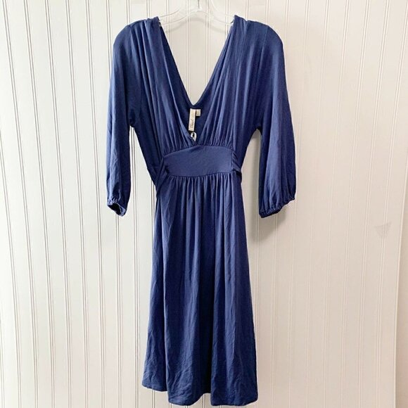 Fossil Size Large Deep V-Neck Belted Jersey Dress - Picture 1 of 4